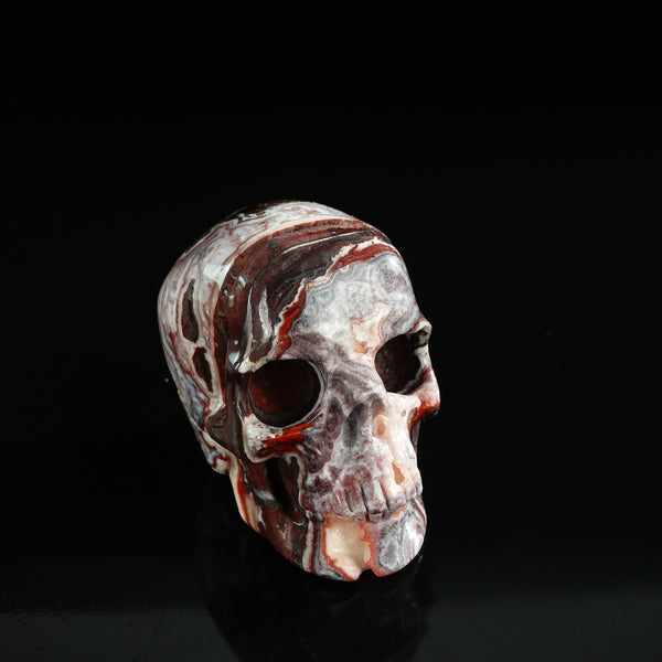 3.0" Red Crazy Lace Agate Crystal Skull Carving - Unique Piece #RC04 - alternate view