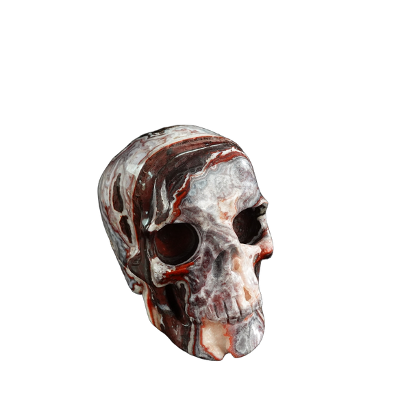 3.0" Red Crazy Lace Agate Crystal Skull Carving - Unique Piece #RC04 - alternate view