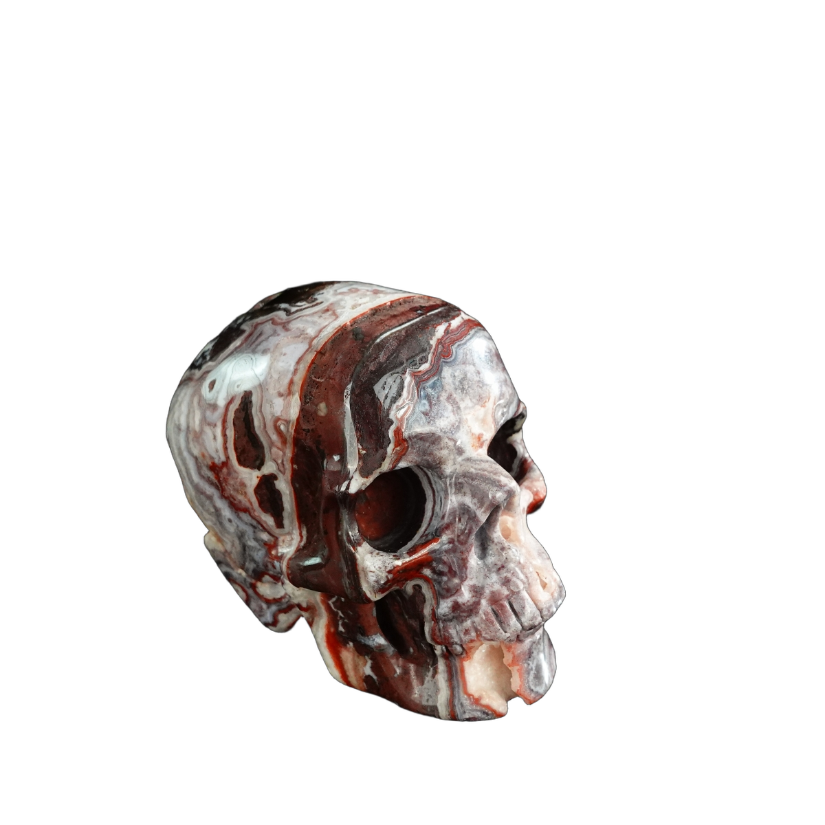 3.0" Red Crazy Lace Agate Crystal Skull Carving - Unique Piece #RC04