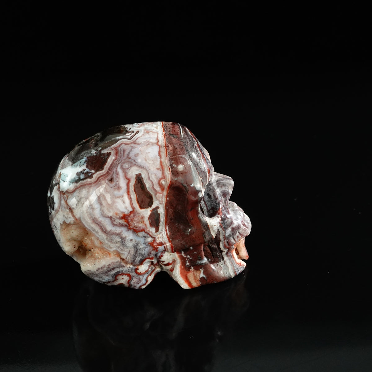 3.0" Red Crazy Lace Agate Crystal Skull Carving - Unique Piece #RC04