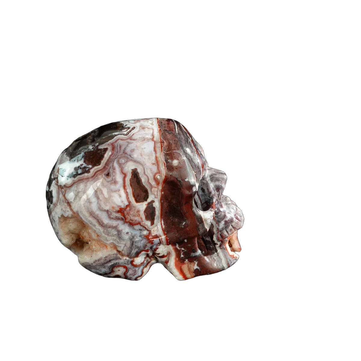 3.0" Red Crazy Lace Agate Crystal Skull Carving - Unique Piece #RC04