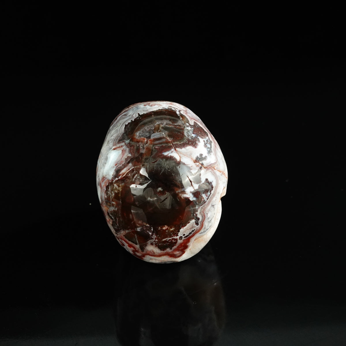 3.0" Red Crazy Lace Agate Crystal Skull Carving - Unique Piece #RC04