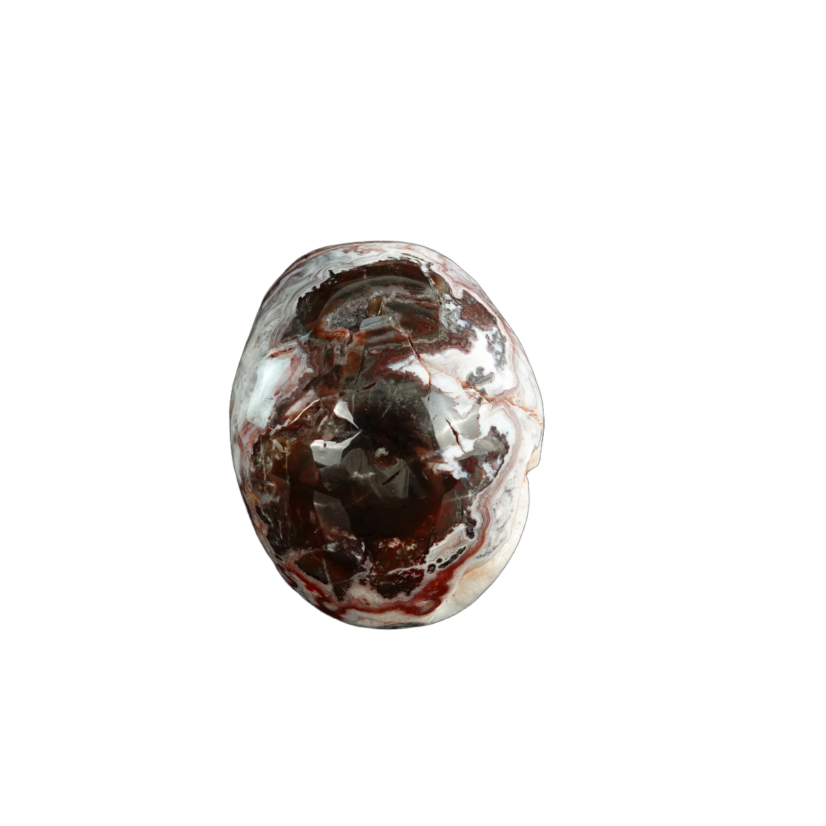 3.0" Red Crazy Lace Agate Crystal Skull Carving - Unique Piece #RC04