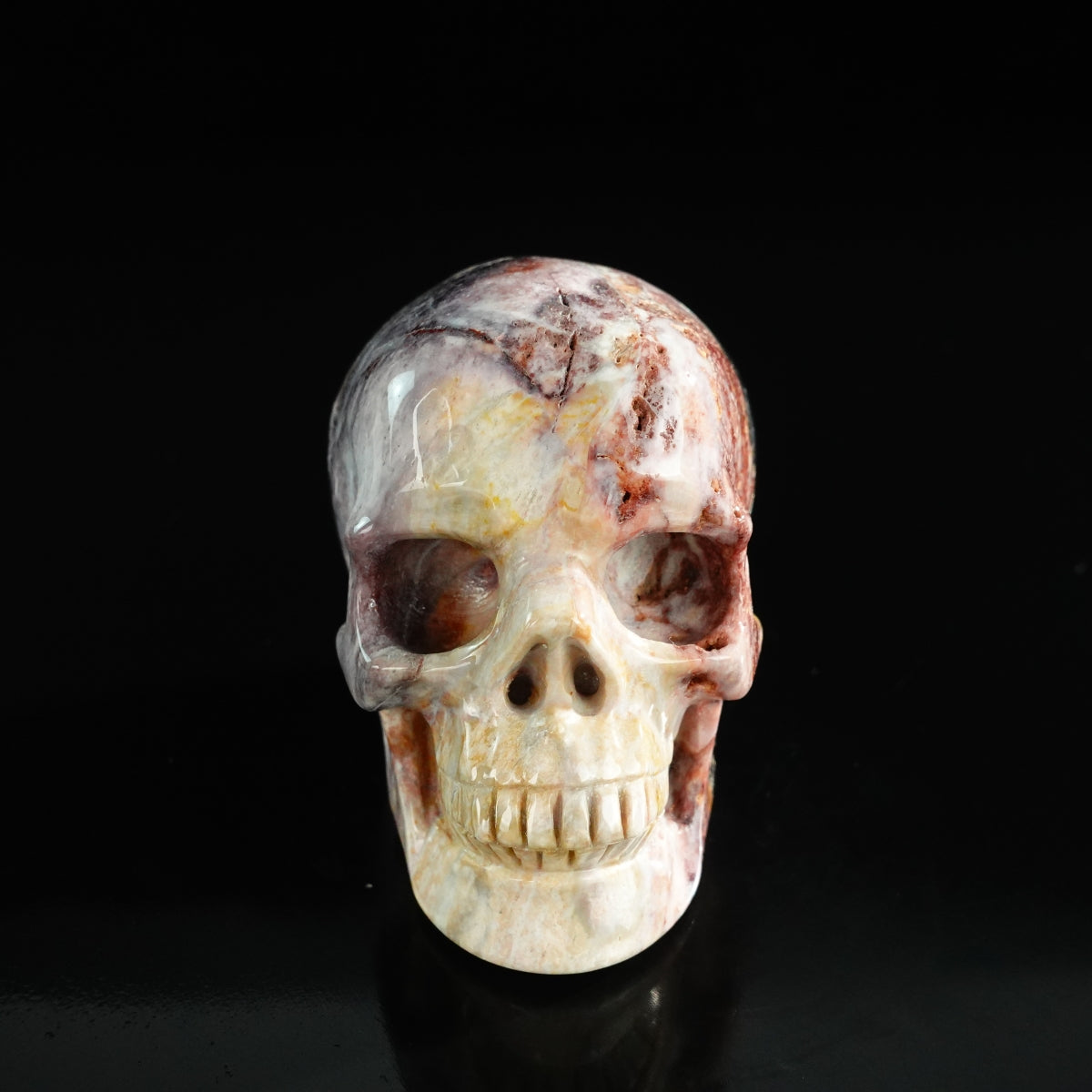 3.0" Red Crazy Lace Agate Crystal Skull Carving - Unique Piece #RC05