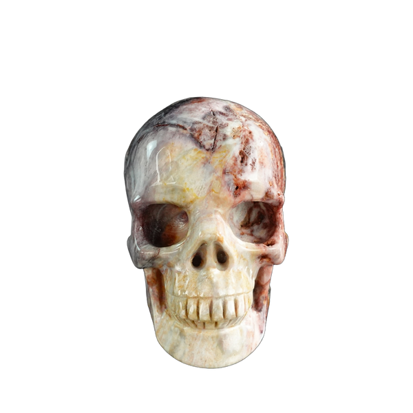 3.0" Red Crazy Lace Agate Crystal Skull Carving - Unique Piece #RC05