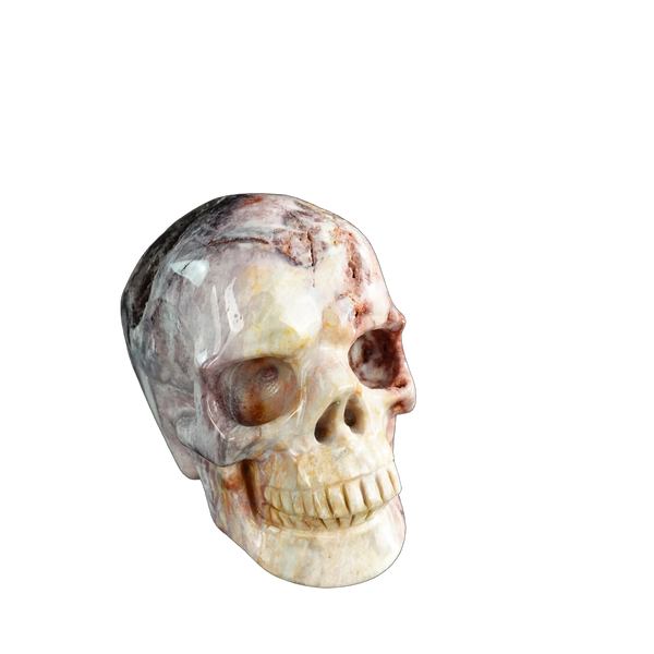 3.0" Red Crazy Lace Agate Crystal Skull Carving - Unique Piece #RC05 - alternate view