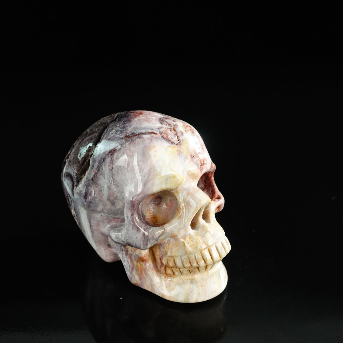 3.0" Red Crazy Lace Agate Crystal Skull Carving - Unique Piece #RC05