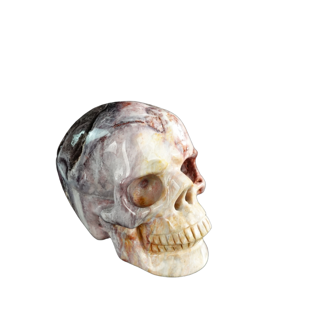 3.0" Red Crazy Lace Agate Crystal Skull Carving - Unique Piece #RC05