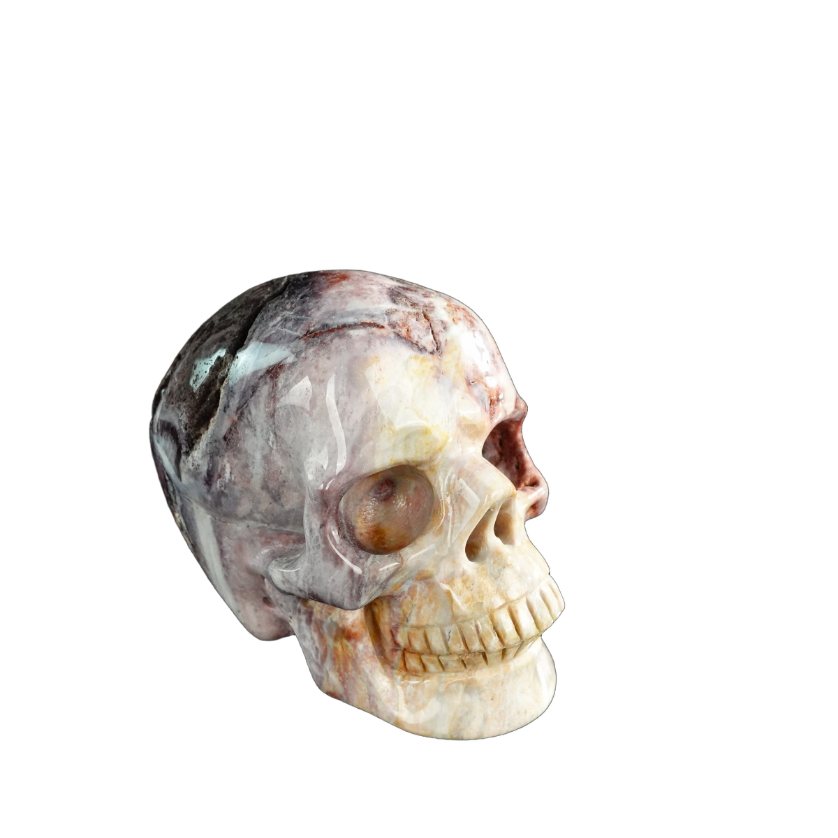 3.0" Red Crazy Lace Agate Crystal Skull Carving - Unique Piece #RC05