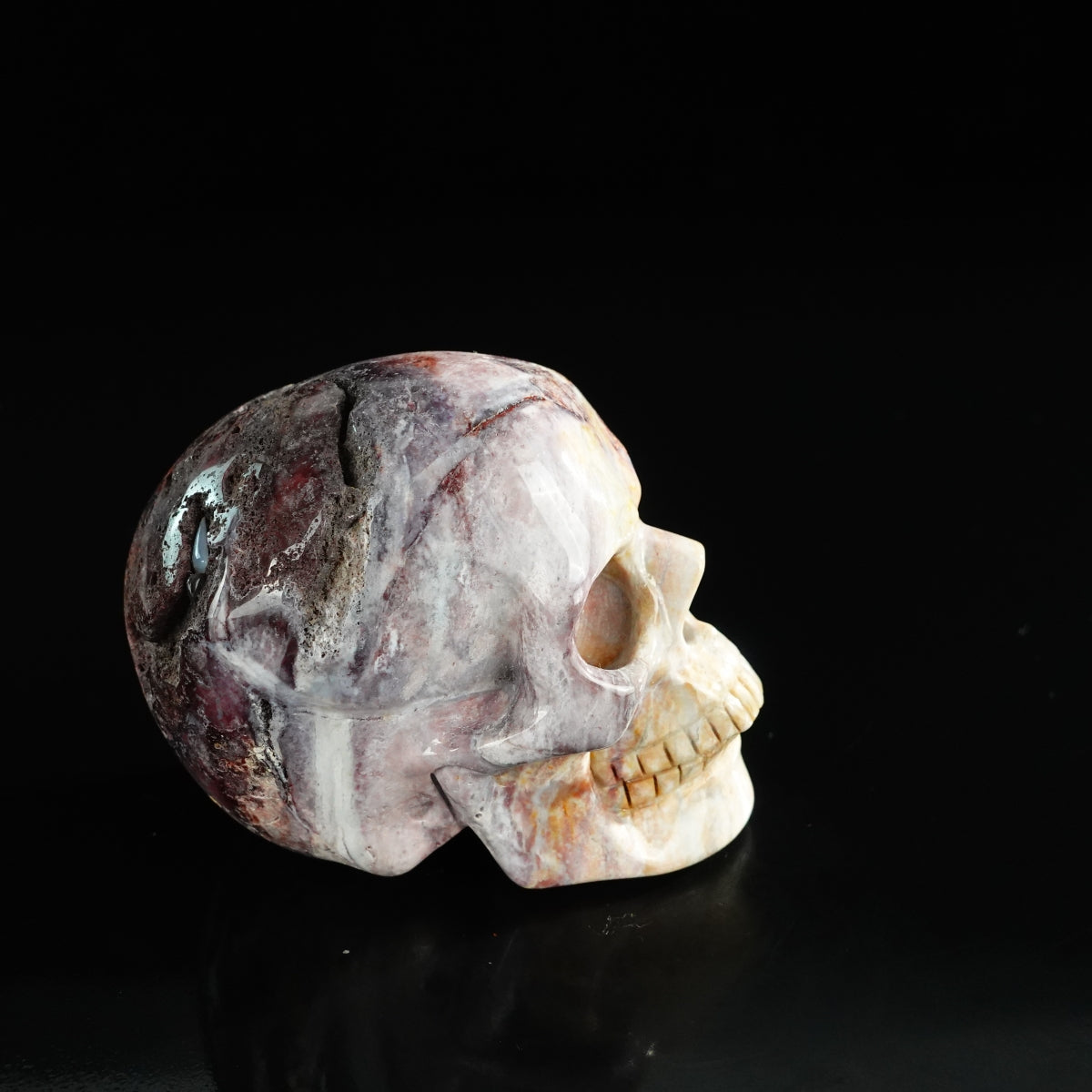 3.0" Red Crazy Lace Agate Crystal Skull Carving - Unique Piece #RC05