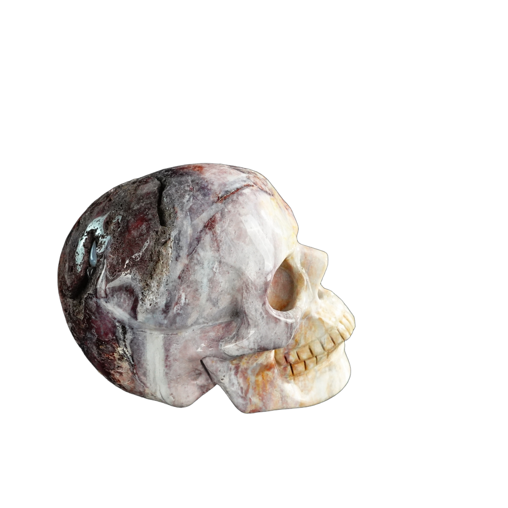 3.0" Red Crazy Lace Agate Crystal Skull Carving - Unique Piece #RC05