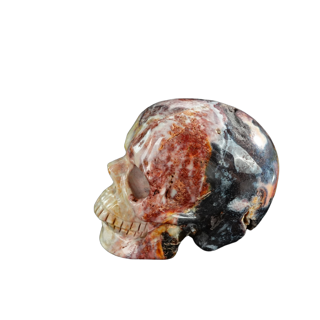 3.0" Red Crazy Lace Agate Crystal Skull Carving - Unique Piece #RC05