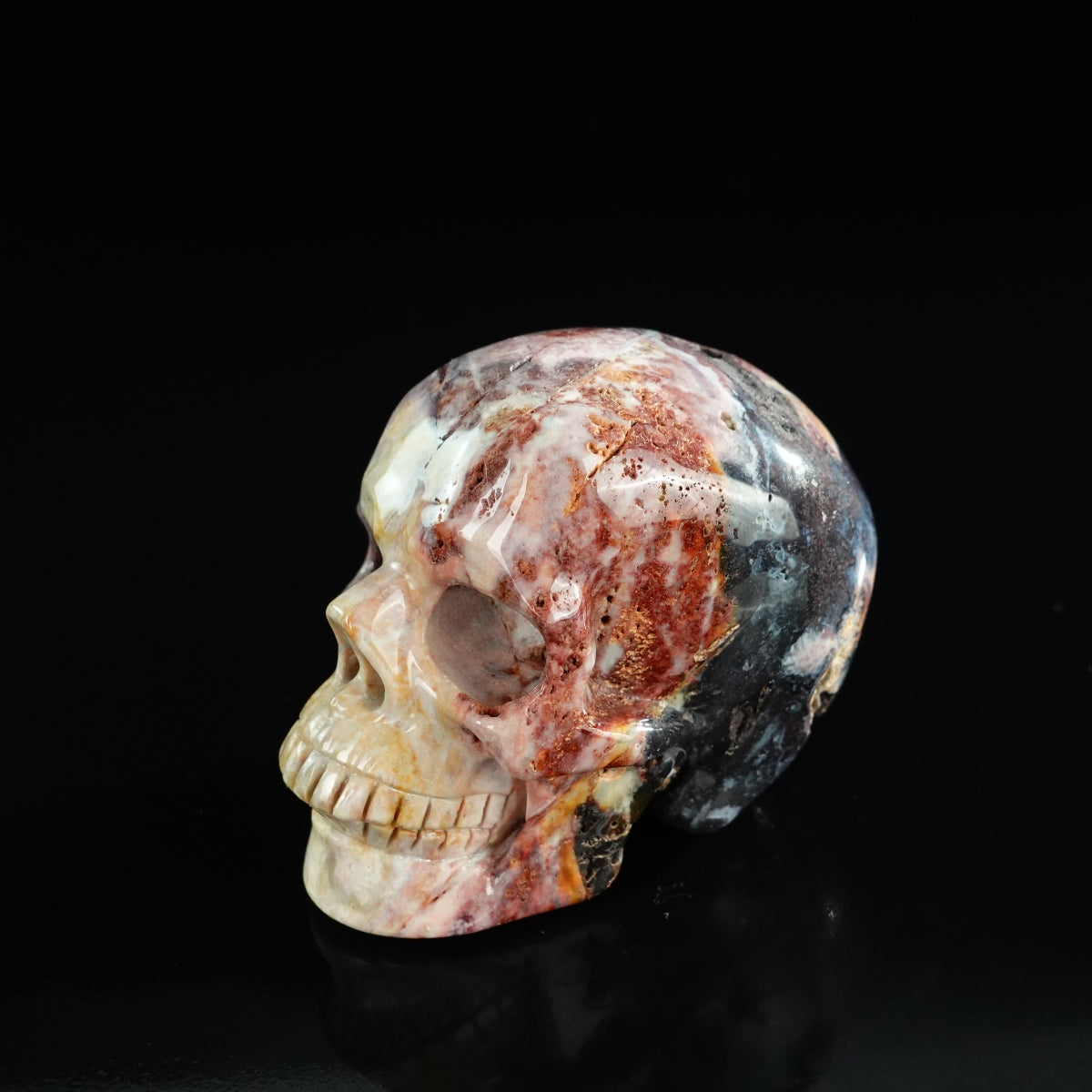3.0" Red Crazy Lace Agate Crystal Skull Carving - Unique Piece #RC05