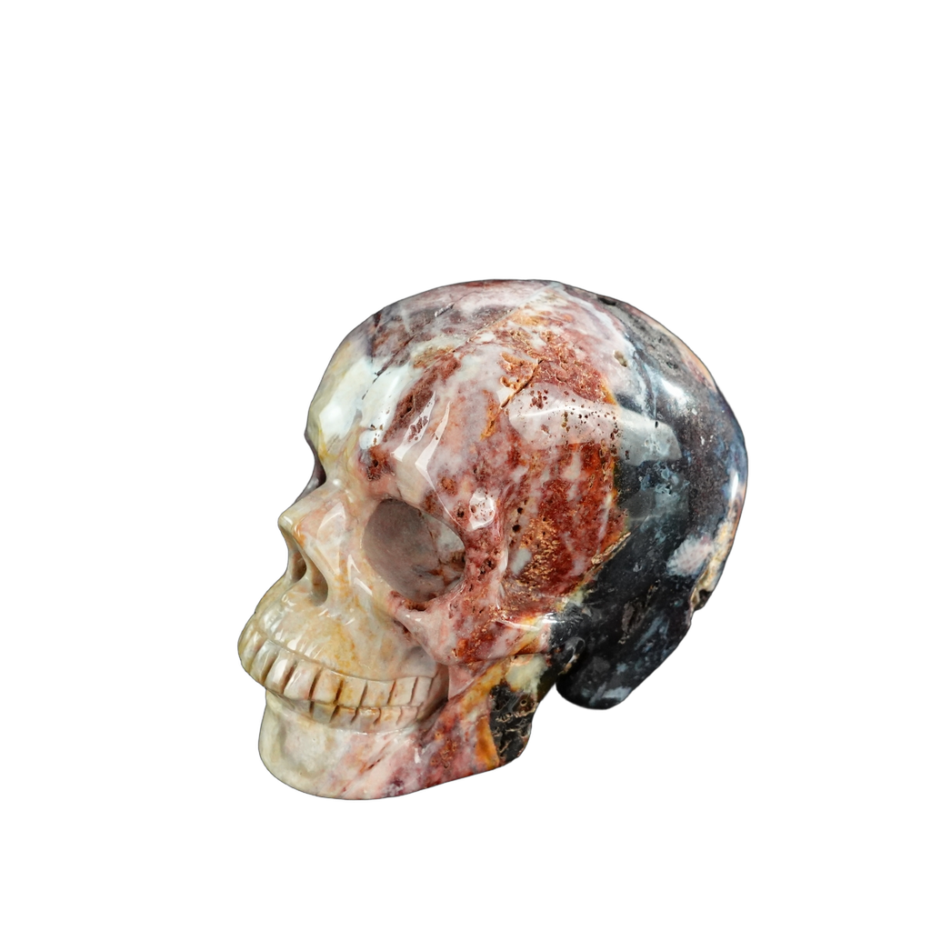 3.0" Red Crazy Lace Agate Crystal Skull Carving - Unique Piece #RC05