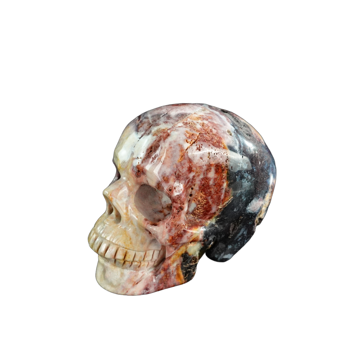 3.0" Red Crazy Lace Agate Crystal Skull Carving - Unique Piece #RC05