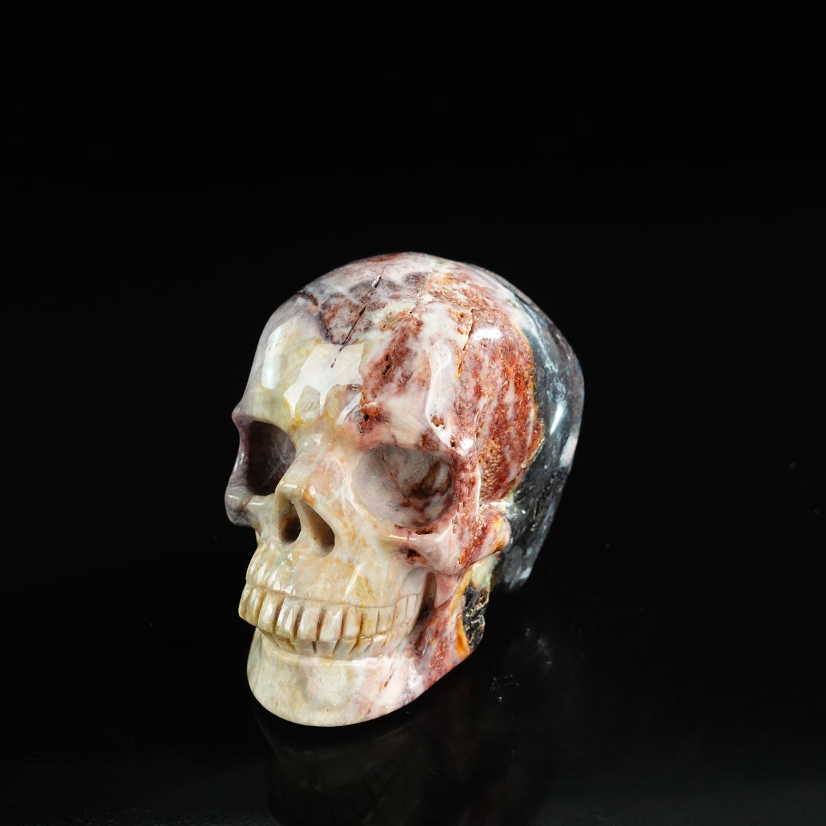 3.0" Red Crazy Lace Agate Crystal Skull Carving - Unique Piece #RC05