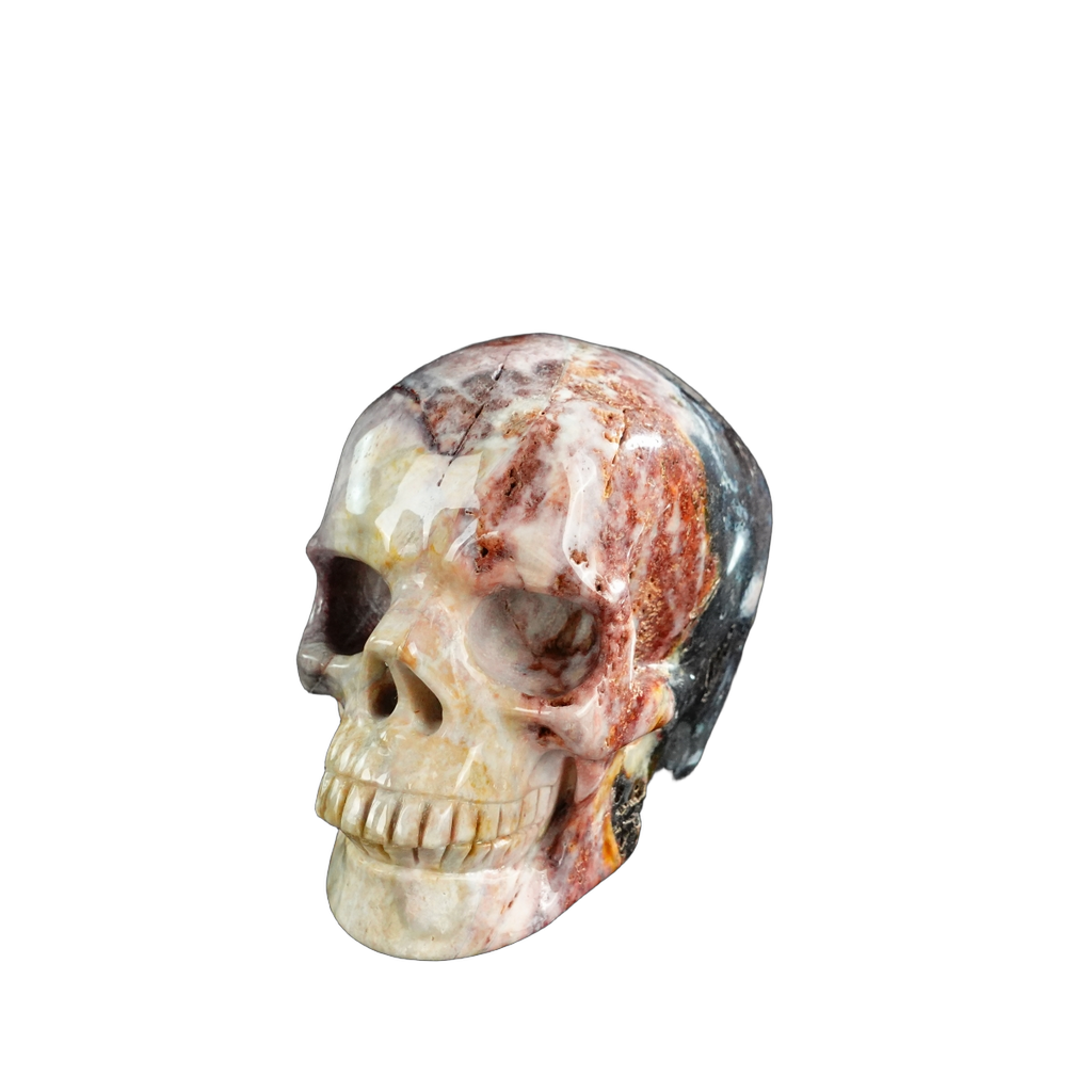 3.0" Red Crazy Lace Agate Crystal Skull Carving - Unique Piece #RC05