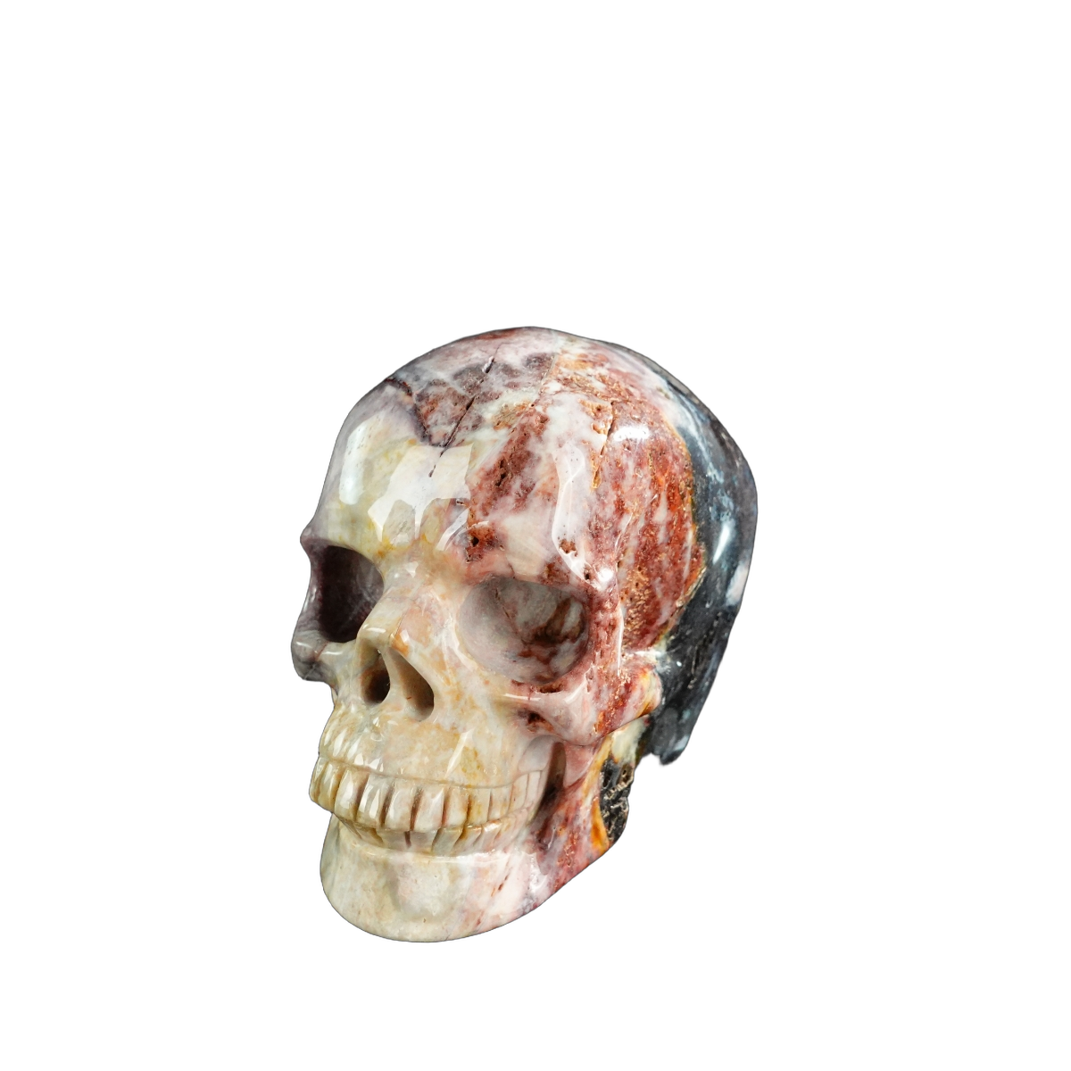 3.0" Red Crazy Lace Agate Crystal Skull Carving - Unique Piece #RC05