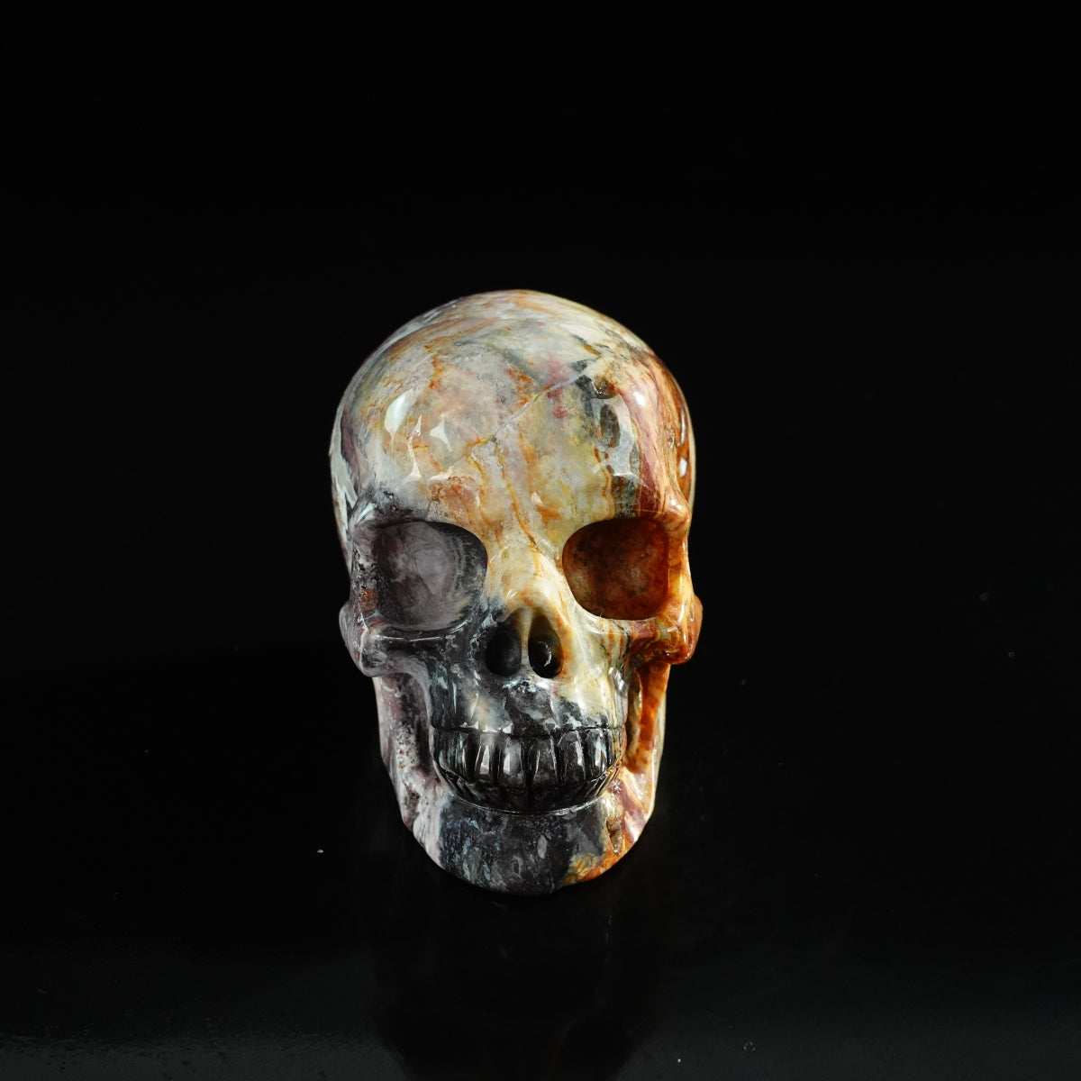 3.0" Red Crazy Lace Agate Crystal Skull Carving - Unique Piece #RC06