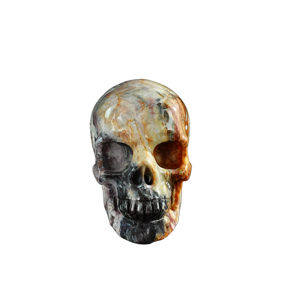 3.0" Red Crazy Lace Agate Crystal Skull Carving - Unique Piece #RC06
