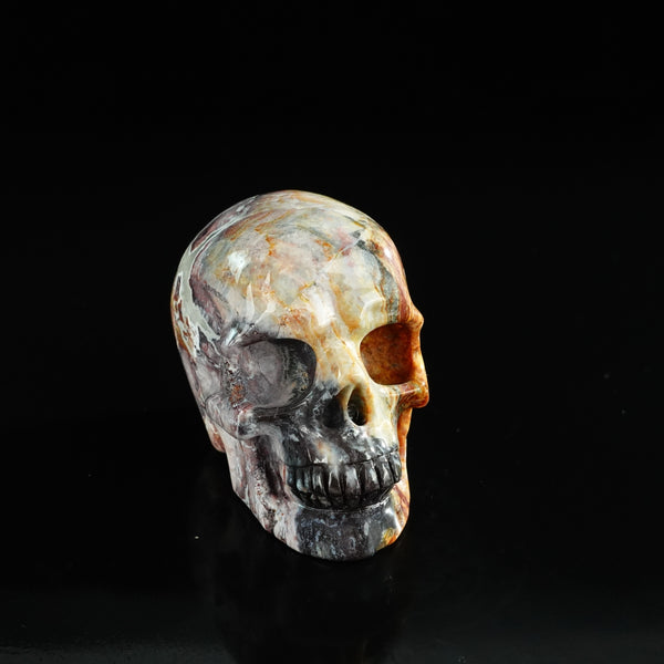 3.0" Red Crazy Lace Agate Crystal Skull Carving - Unique Piece #RC06 - alternate view