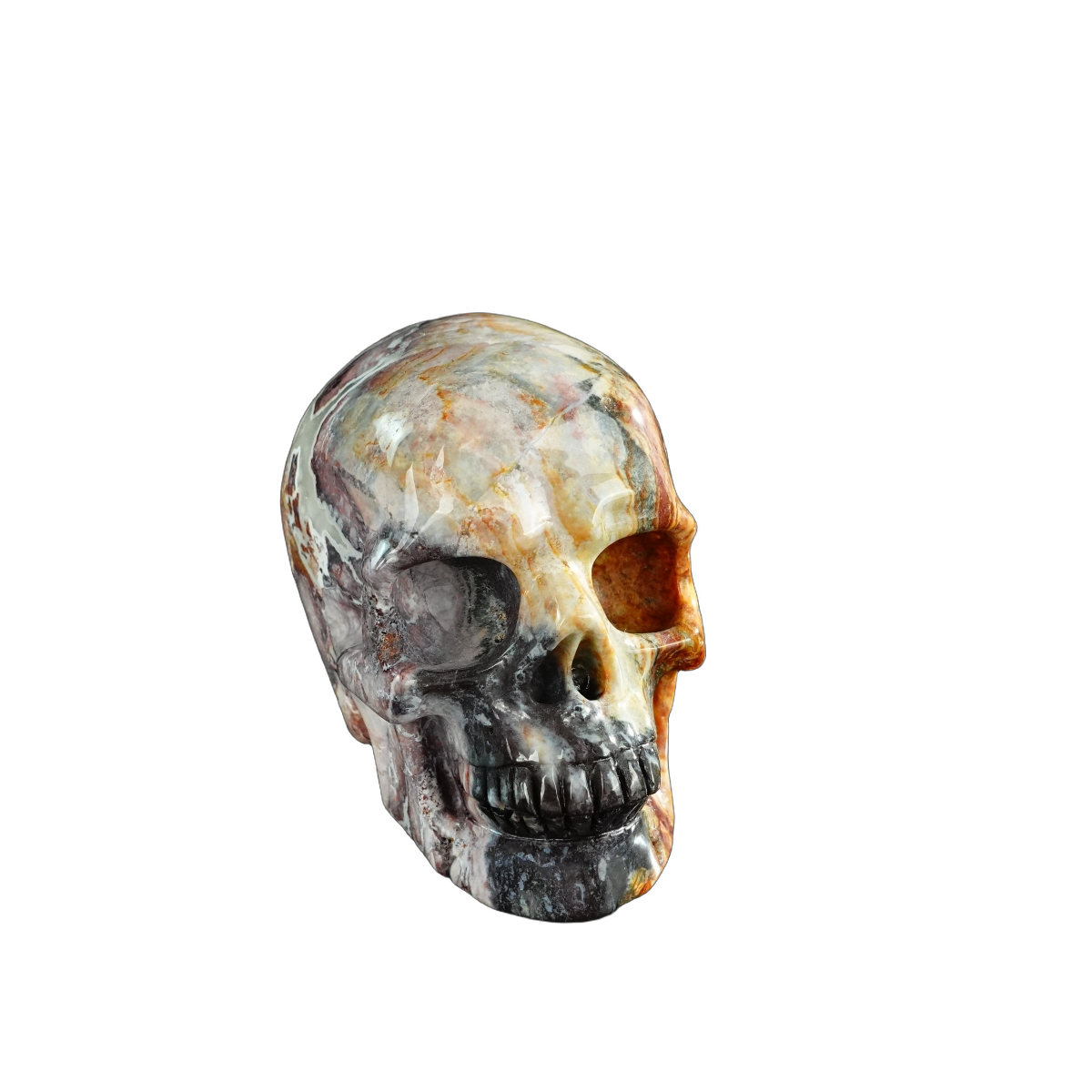 3.0" Red Crazy Lace Agate Crystal Skull Carving - Unique Piece #RC06