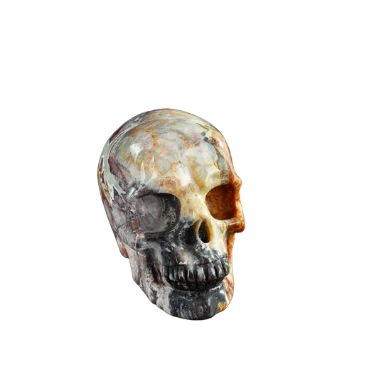 3.0" Red Crazy Lace Agate Crystal Skull Carving - Unique Piece #RC06
