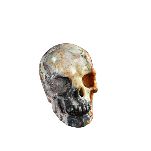 3.0" Red Crazy Lace Agate Crystal Skull Carving - Unique Piece #RC06 - alternate view