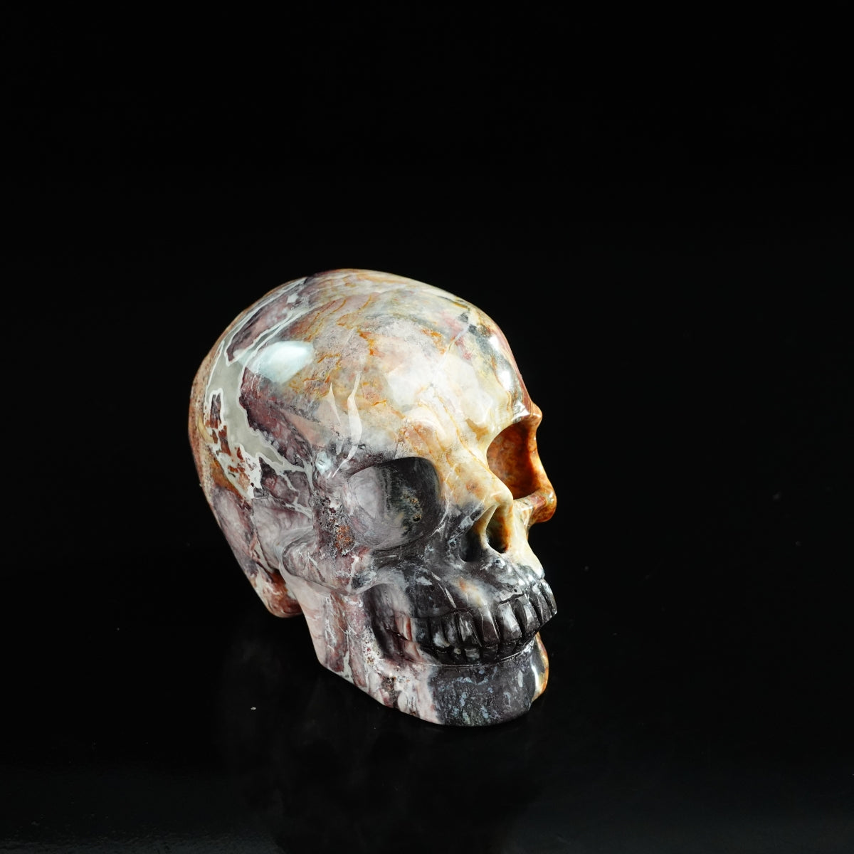 3.0" Red Crazy Lace Agate Crystal Skull Carving - Unique Piece #RC06