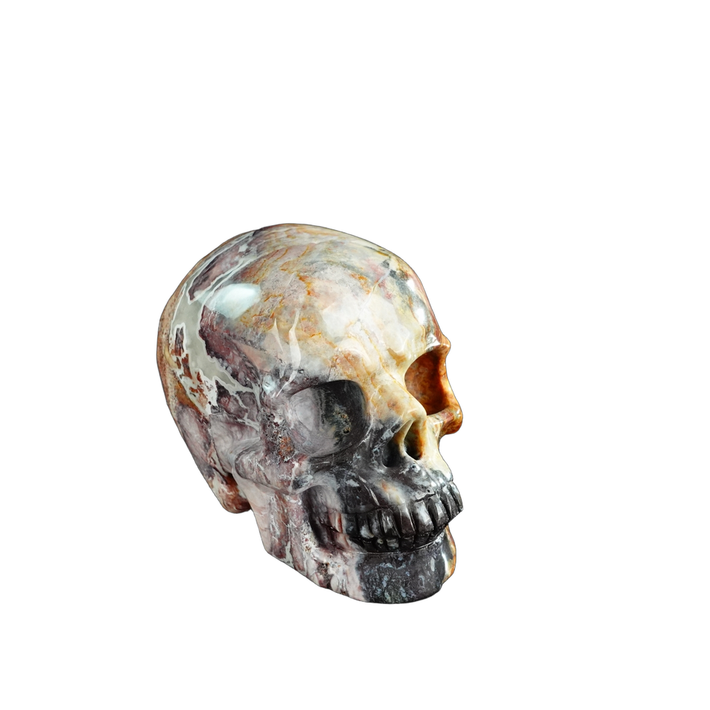 3.0" Red Crazy Lace Agate Crystal Skull Carving - Unique Piece #RC06