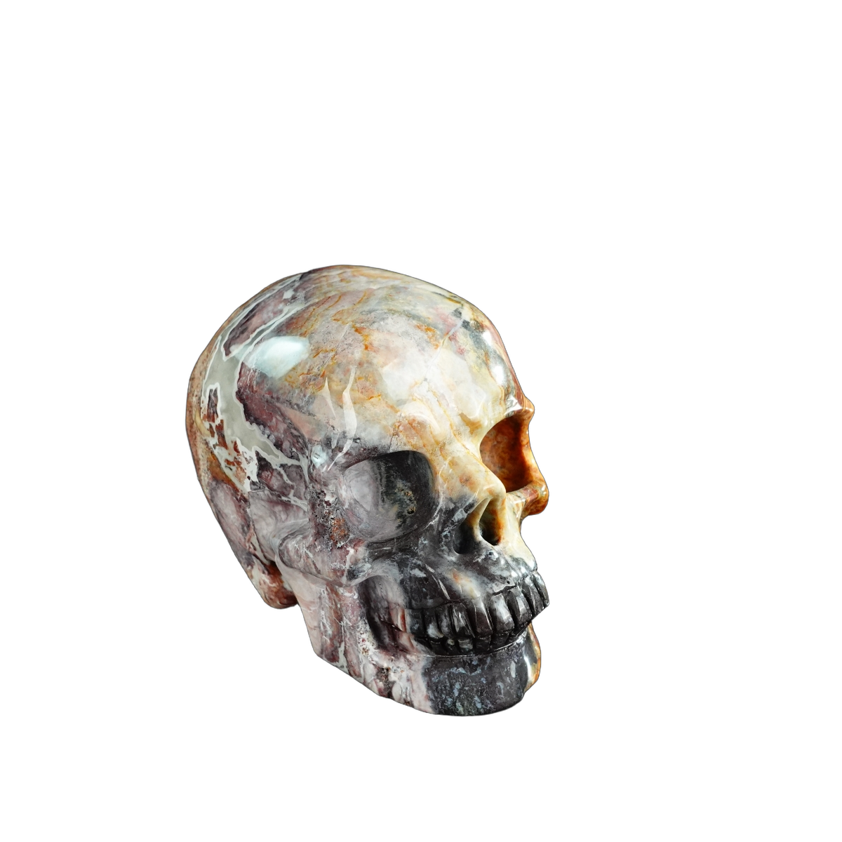 3.0" Red Crazy Lace Agate Crystal Skull Carving - Unique Piece #RC06