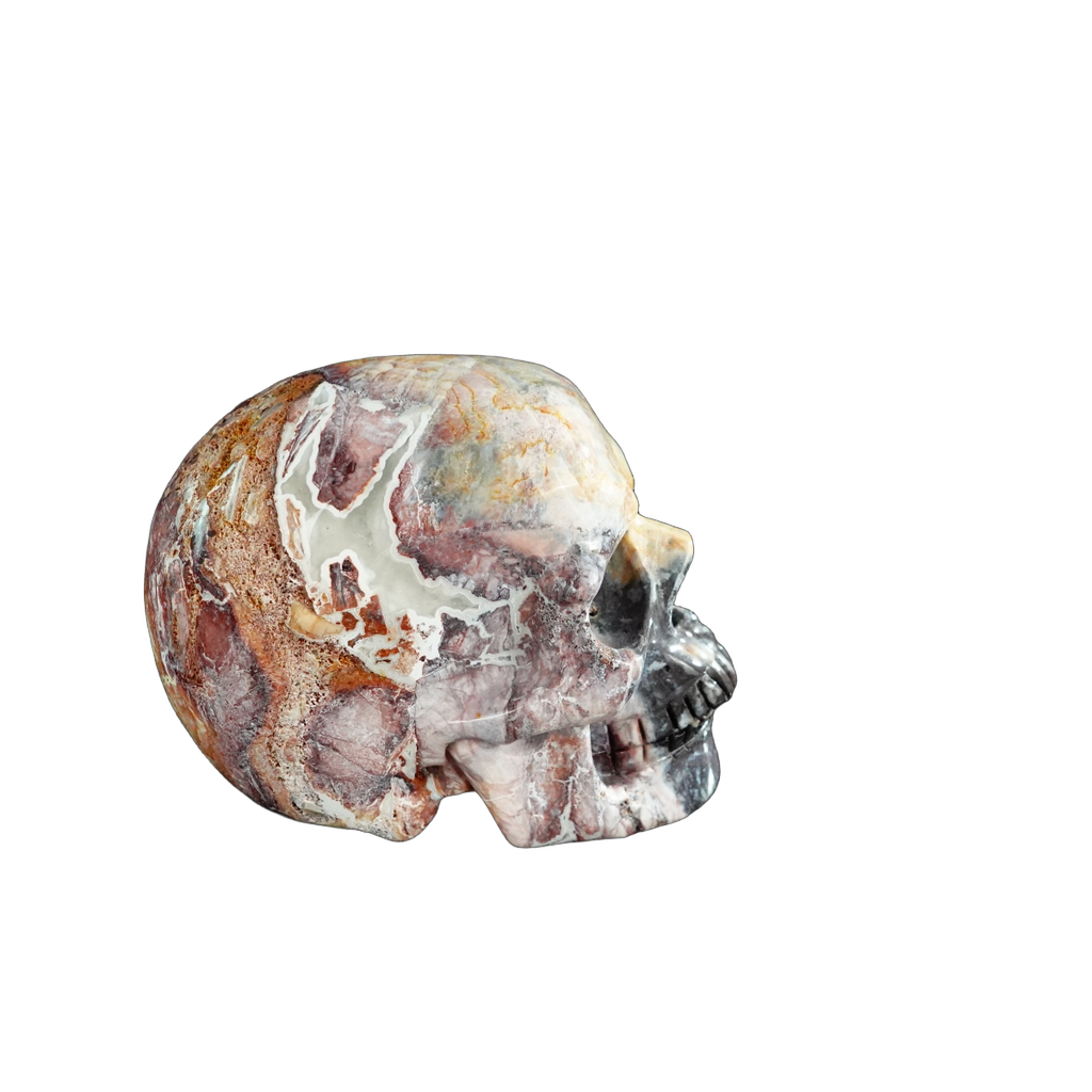 3.0" Red Crazy Lace Agate Crystal Skull Carving - Unique Piece #RC06