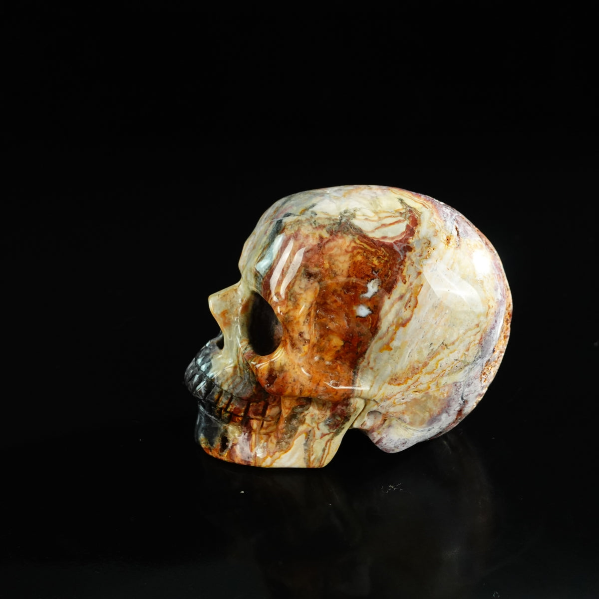 3.0" Red Crazy Lace Agate Crystal Skull Carving - Unique Piece #RC06