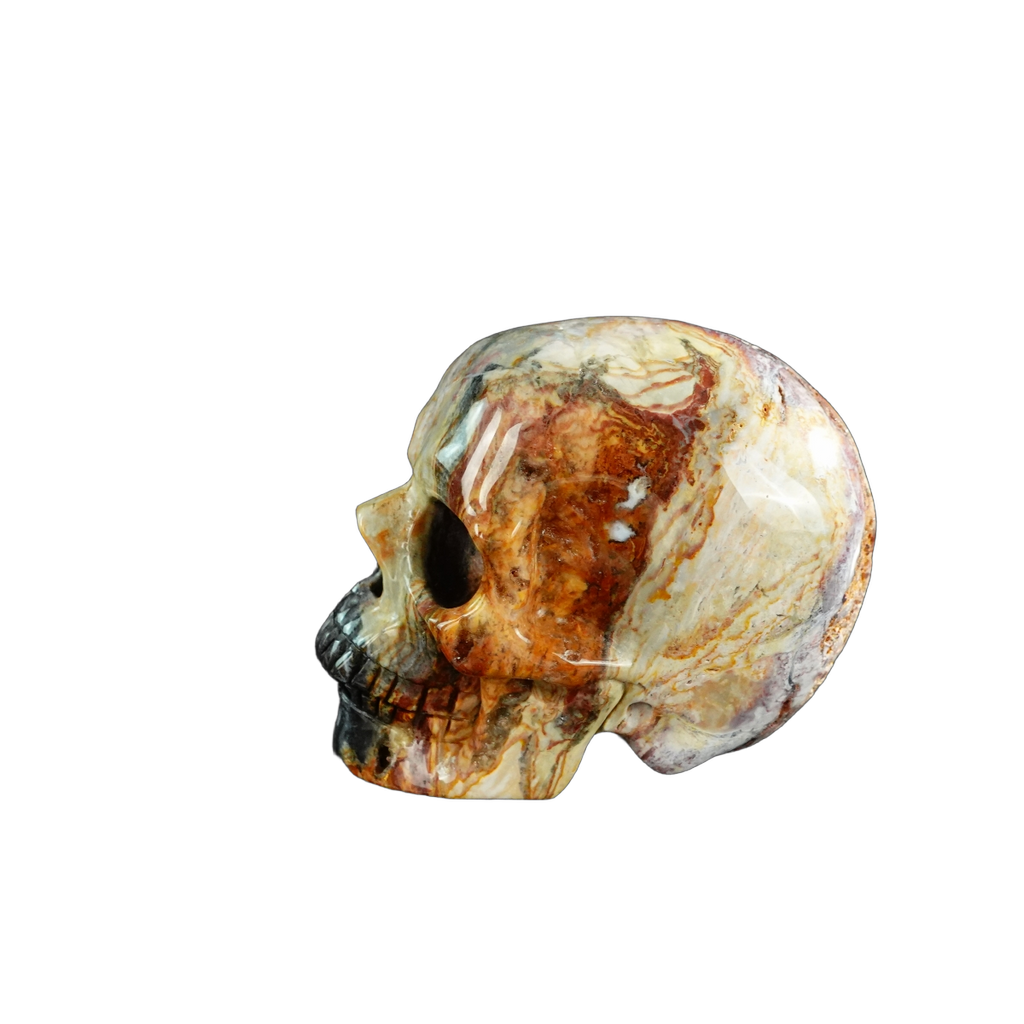 3.0" Red Crazy Lace Agate Crystal Skull Carving - Unique Piece #RC06