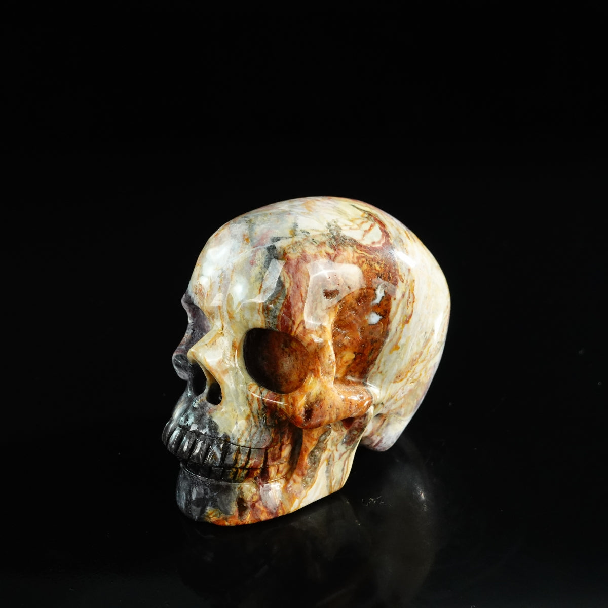 3.0" Red Crazy Lace Agate Crystal Skull Carving - Unique Piece #RC06