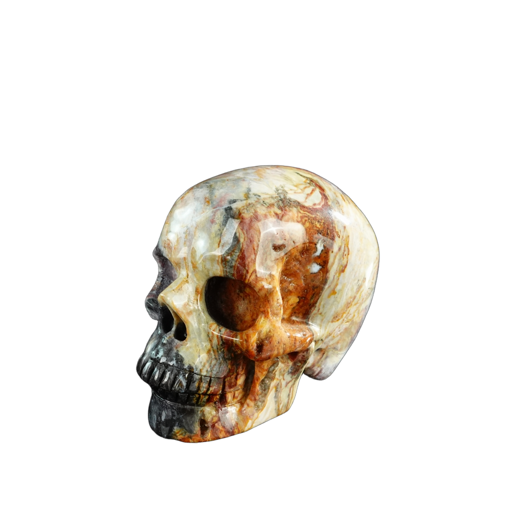 3.0" Red Crazy Lace Agate Crystal Skull Carving - Unique Piece #RC06