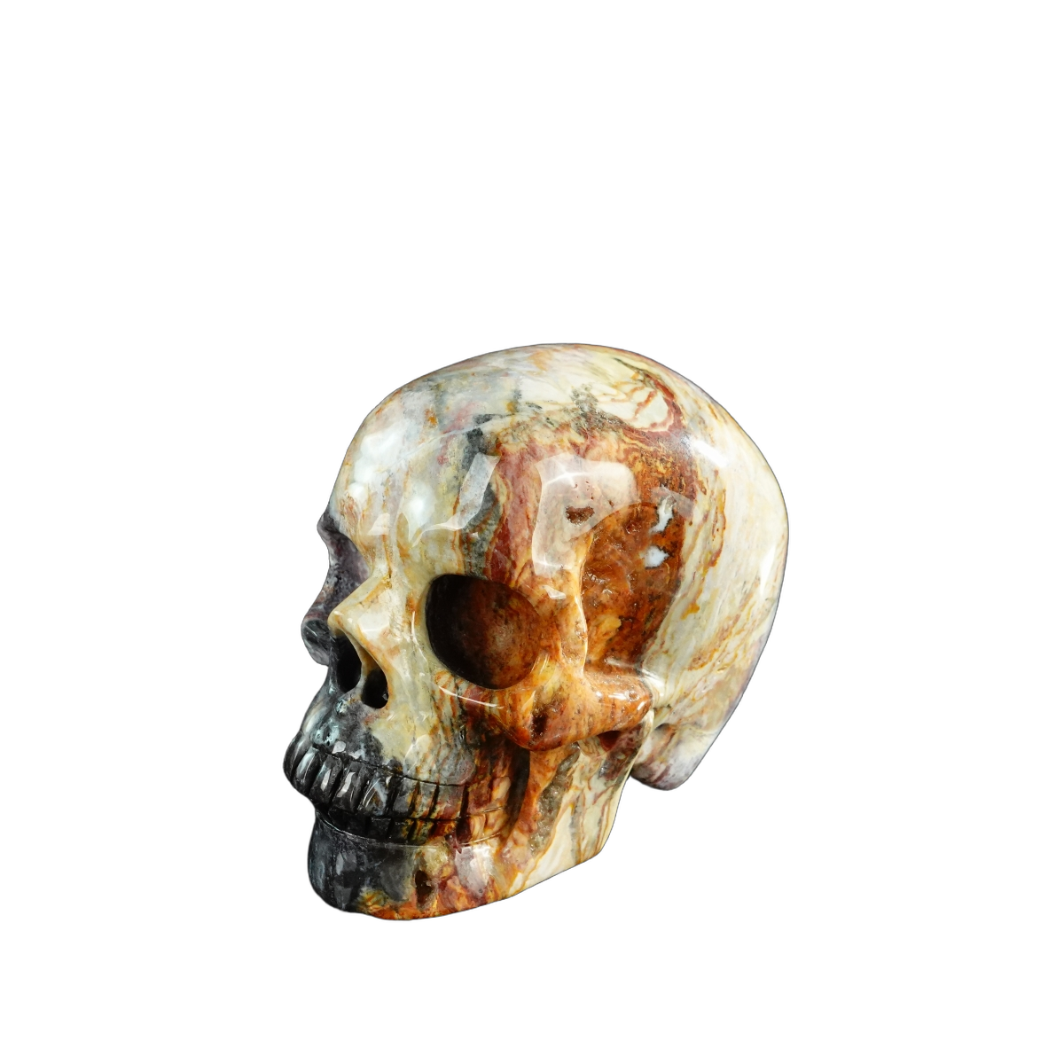 3.0" Red Crazy Lace Agate Crystal Skull Carving - Unique Piece #RC06