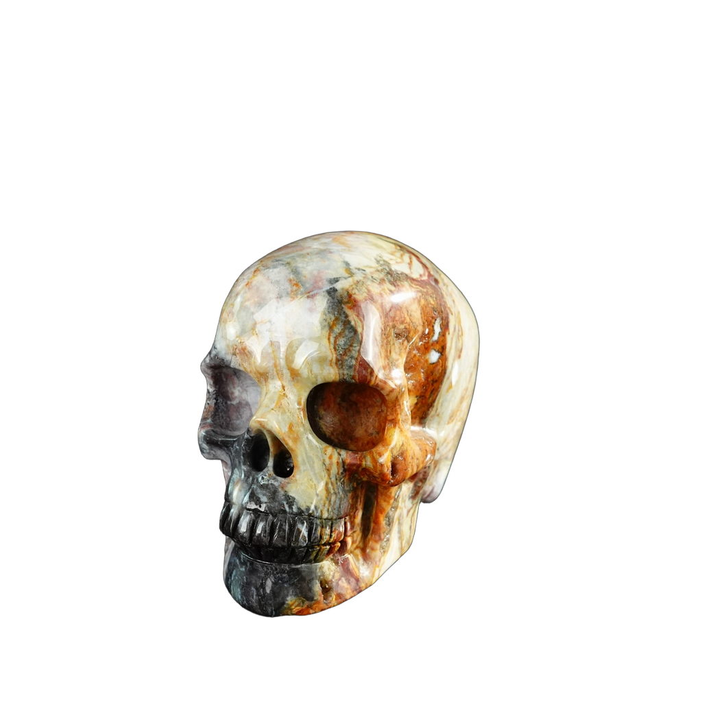 3.0" Red Crazy Lace Agate Crystal Skull Carving - Unique Piece #RC06