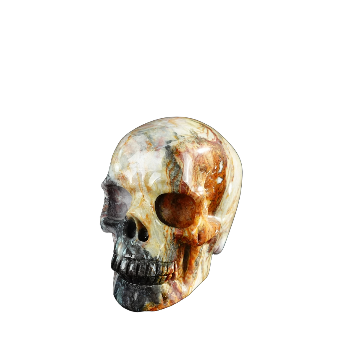 3.0" Red Crazy Lace Agate Crystal Skull Carving - Unique Piece #RC06