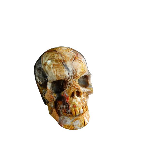 3.0" Red Crazy Lace Agate Crystal Skull Carving - Unique Piece #RC07 - alternate view
