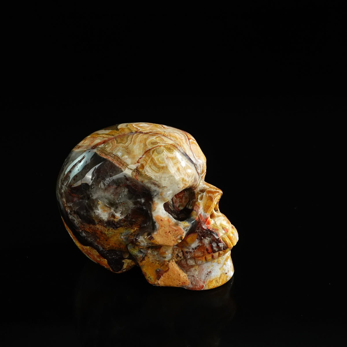 3.0" Red Crazy Lace Agate Crystal Skull Carving - Unique Piece #RC07