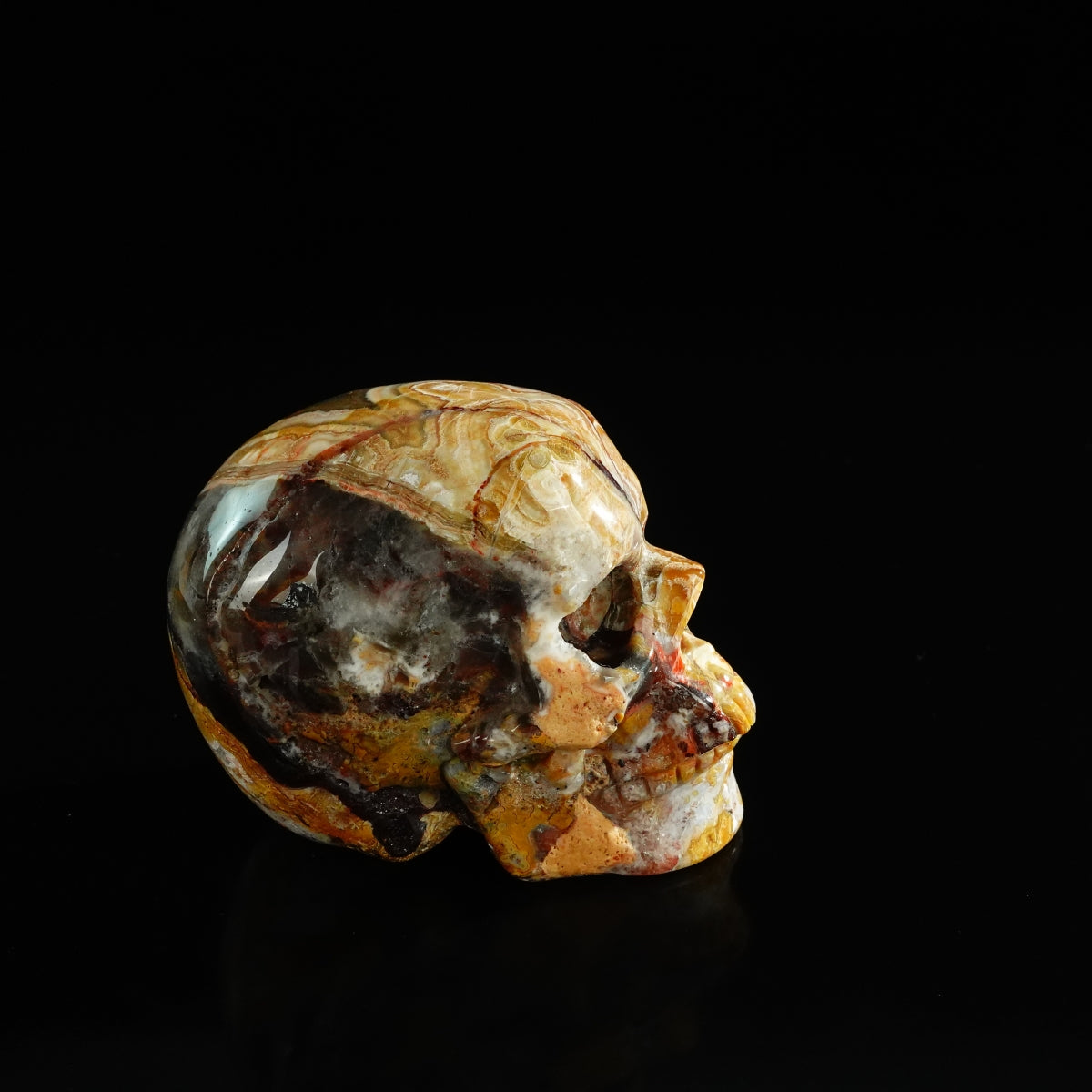 3.0" Red Crazy Lace Agate Crystal Skull Carving - Unique Piece #RC07