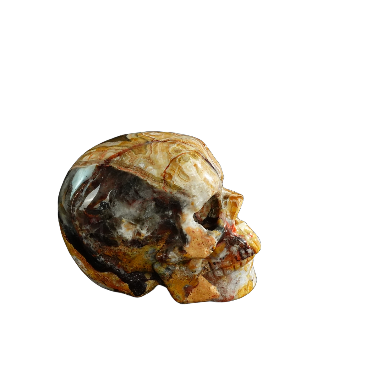 3.0" Red Crazy Lace Agate Crystal Skull Carving - Unique Piece #RC07