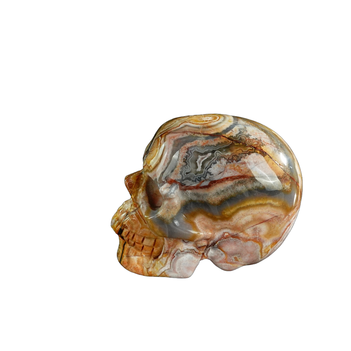 3.0" Red Crazy Lace Agate Crystal Skull Carving - Unique Piece #RC07