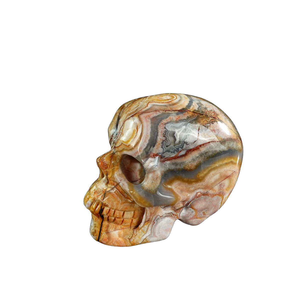 3.0" Red Crazy Lace Agate Crystal Skull Carving - Unique Piece #RC07