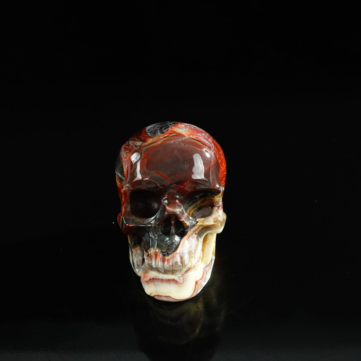 3.0" Red Crazy Lace Agate Crystal Skull Carving - Unique Piece #RC08