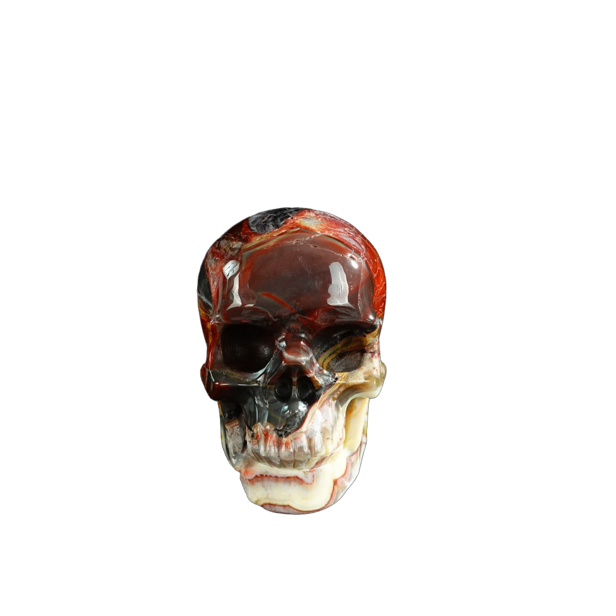 3.0" Red Crazy Lace Agate Crystal Skull Carving - Unique Piece #RC08