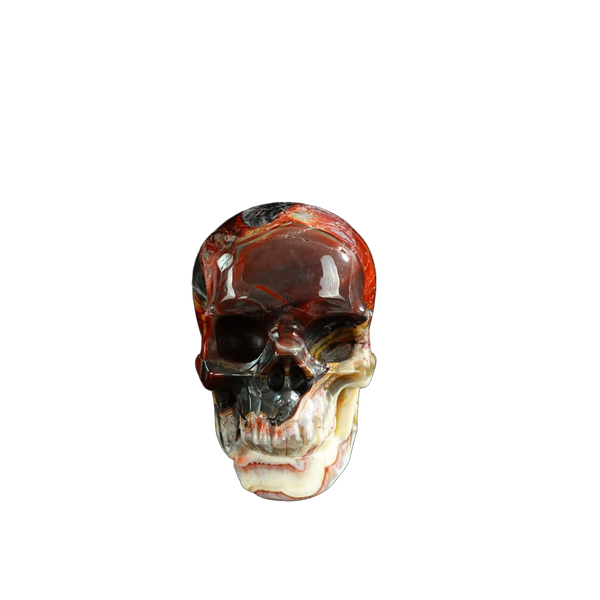 3.0" Red Crazy Lace Agate Crystal Skull Carving - Unique Piece #RC08