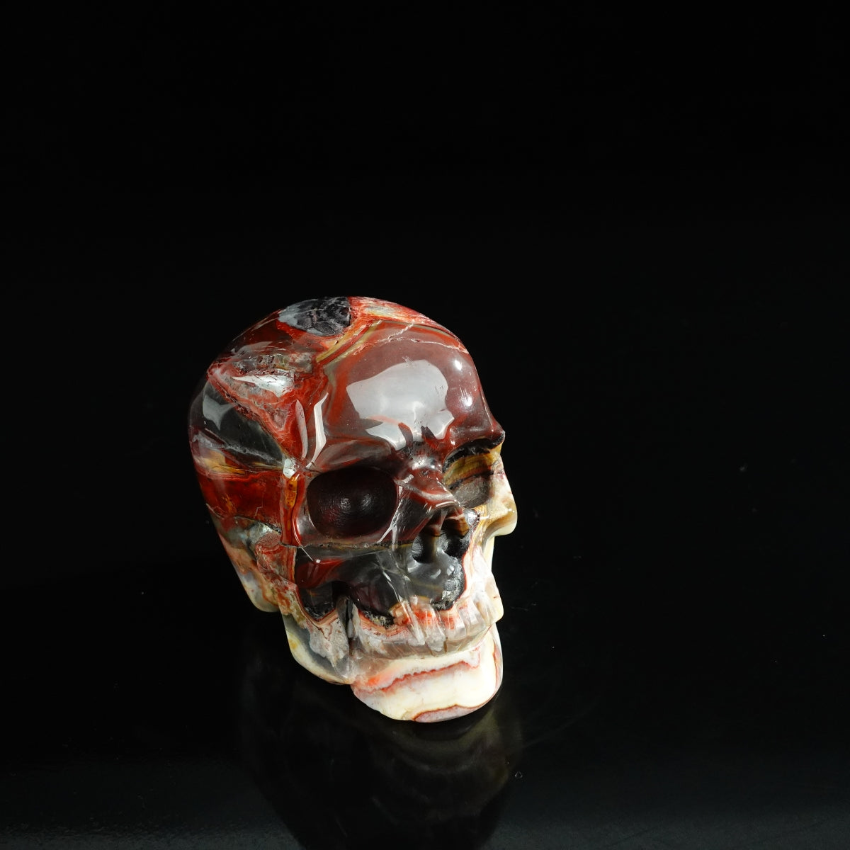 3.0" Red Crazy Lace Agate Crystal Skull Carving - Unique Piece #RC08