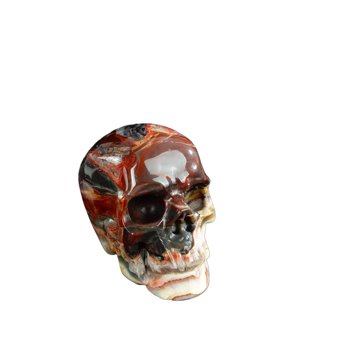 3.0" Red Crazy Lace Agate Crystal Skull Carving - Unique Piece #RC08
